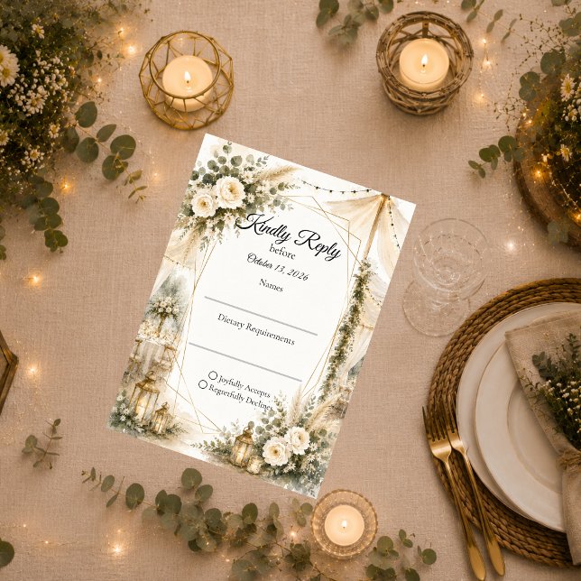 Elegant Boho Wedding  RSVP Card (Creator Uploaded)