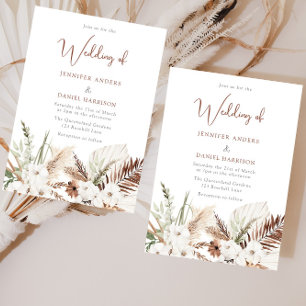 Elegant Boho Wedding: White Floral Terracotta Invitation