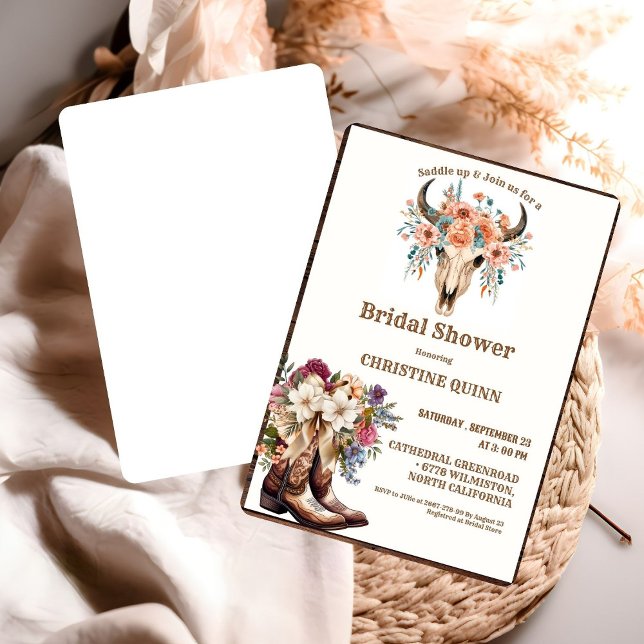 Elegant Boho Western Cowboy Bridal Shower Invitation (Creator Uploaded)