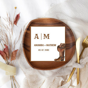 Elegant Boho Western Cowboy Wedding Thank you Napkin