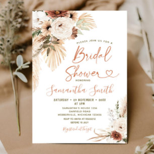 Elegant Boho White Floral Bridal Shower Invitation