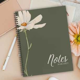 Elegant Boho White Flower Minimal  Notebook