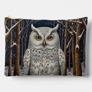 Elegant boho white owl woodland winter forest accessory pouch
