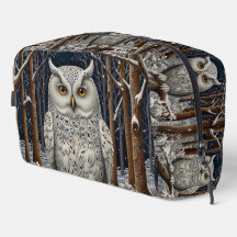 Elegant boho white owl woodland winter forest