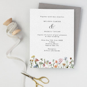Elegant Boho Wild Flowers  Wedding Invitation