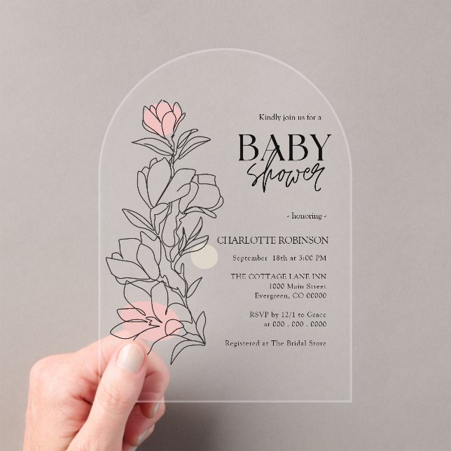 Elegant Boho Wildflower Baby Shower  Acrylic Invitations (Insitu (Handheld))