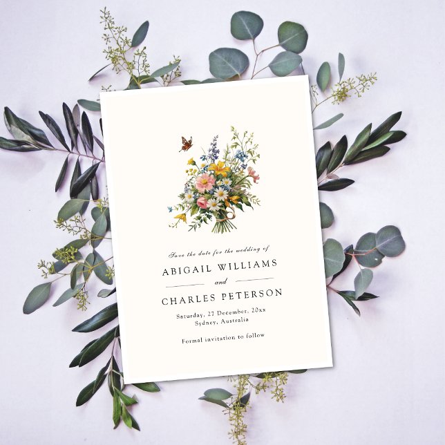 Elegant Boho Wildflower Bloom Save the date (Creator Uploaded)