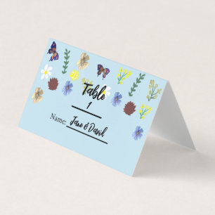 Elegant Boho Wildflower Blue Place Cards