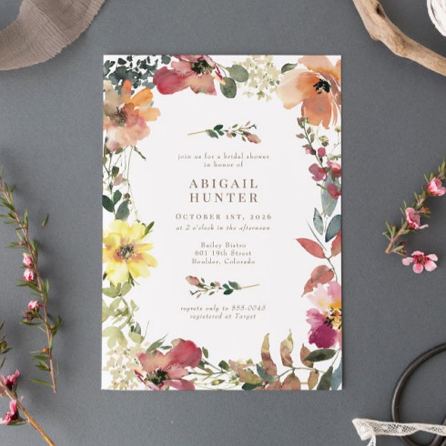 Elegant Boho Wildflower Bridal Shower Invitation (Creator Uploaded)