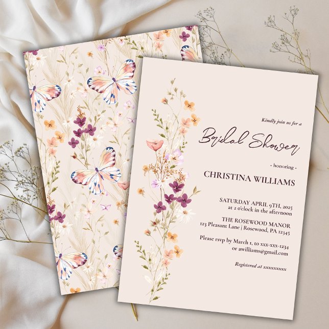 Elegant Boho Wildflower Bridal Shower Invitation (Creator Uploaded)