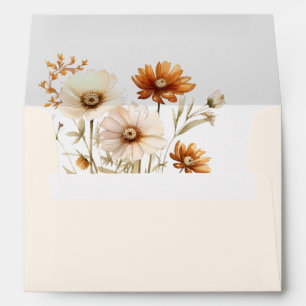 Elegant Boho Wildflower Fall Wedding Envelope