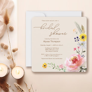 Elegant Boho Wildflower Floral Bridal Shower Invitation
