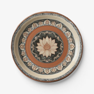 Elegant Boho wildflower Floral Pattern Ceramic Wed Paper Plate