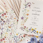 Elegant Boho Wildflower Florals Wedding Invitation<br><div class="desc">Unveil the enchanting narrative of wildflowers. Traditionally, wildflower-themed weddings celebrate spontaneity, growth, and resilience. Like these blossoms that thrive in the wild, love also finds a way to bloom in every circumstance. This invitation, adorned with intertwined greenery and wildflowers, echoes this sentiment. Customise to make it truly yours and let...</div>