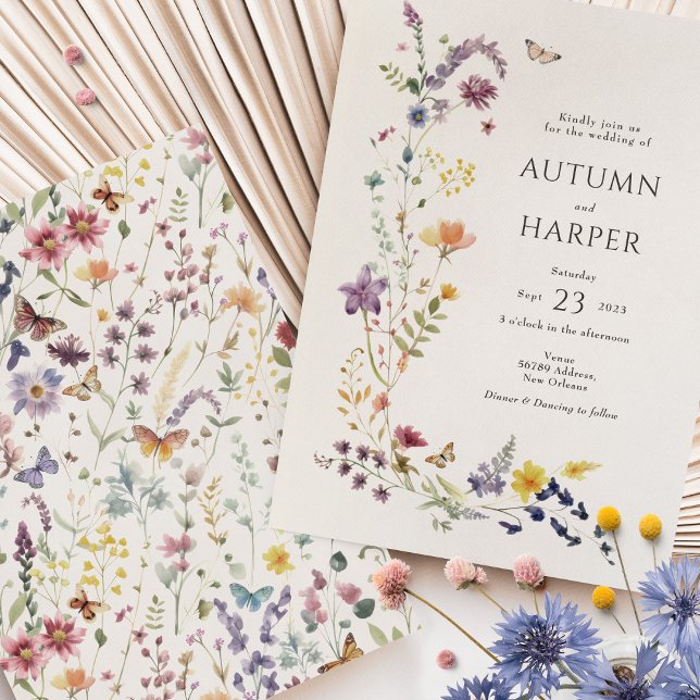 Elegant Boho Wildflower Florals Wedding Invitation (Creator Uploaded)