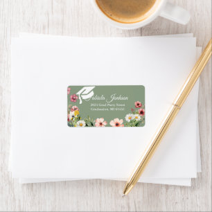 Elegant Boho Wildflower Graduation Return  Label