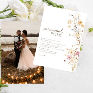 Elegant Boho Wildflower Photo Casual  Wedding  Invitation