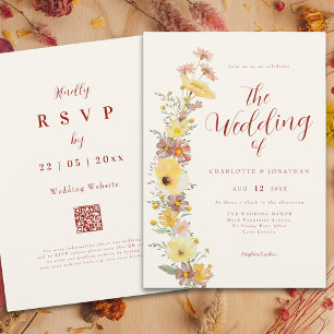 Elegant Boho Wildflower QR Code Invitation