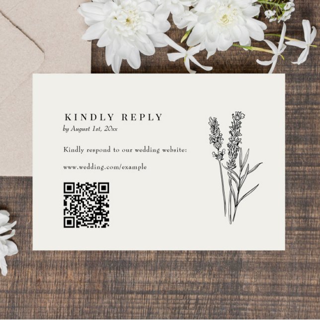 Elegant Boho Wildflower QR Code Wedding RSVP (Creator Uploaded)