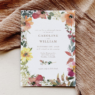 Elegant Boho Wildflower Rehearsal Dinner Invitation