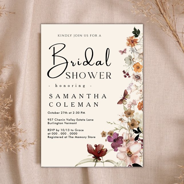 Elegant Boho Wildflower Rustic Chic Bridal Shower Invitation (Creator Uploaded)