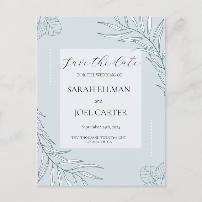 Elegant Boho Wildflower save the date Postcard (Front)