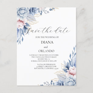 Elegant Boho Wildflower save the date Postcard