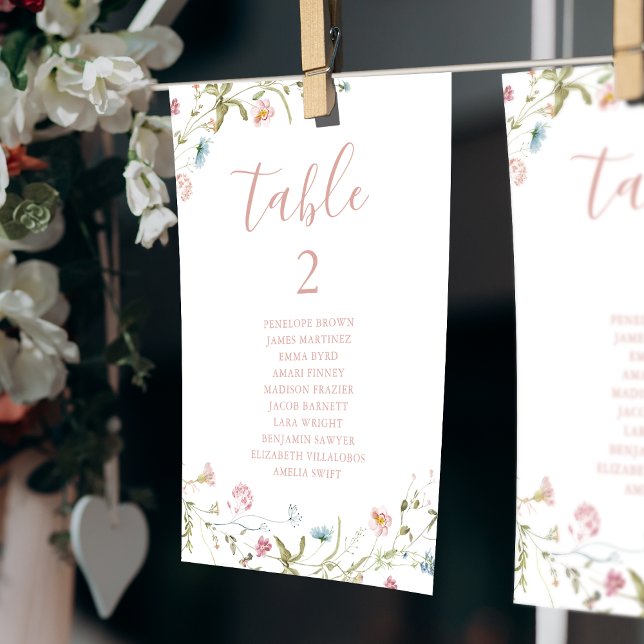 Elegant Boho Wildflower table number seating chart (Elegant Boho Wildflower table number seating chart)