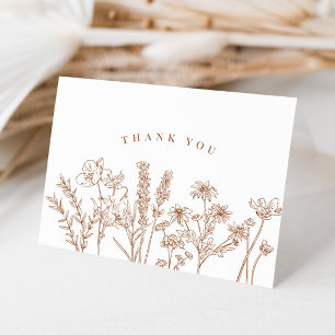 Elegant Boho Wildflower Terracotta Wedding Thank You Card