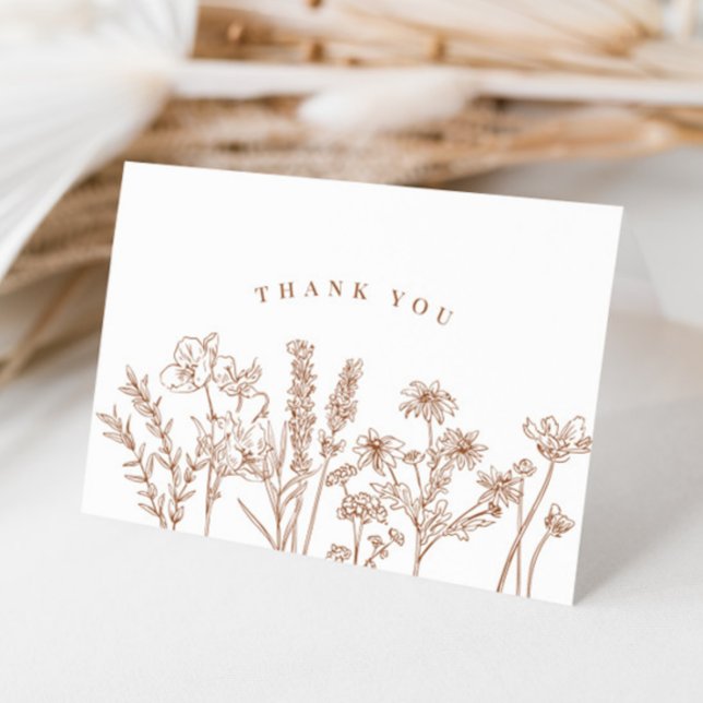 Elegant Boho Wildflower Terracotta Wedding Thank You Card (Creator Uploaded)