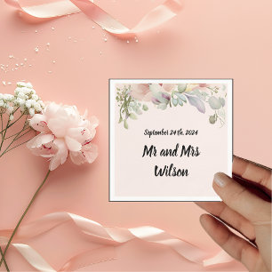 Elegant Boho Wildflower Wedding Cocktail Napkins