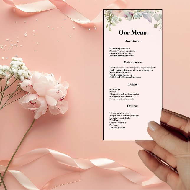 Elegant BOHO Wildflower Wedding Dinner Menu (Creator Uploaded)