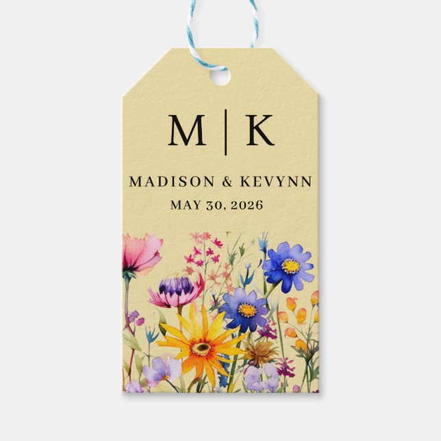 Elegant Boho Wildflower Wedding Gift Tags (Front)