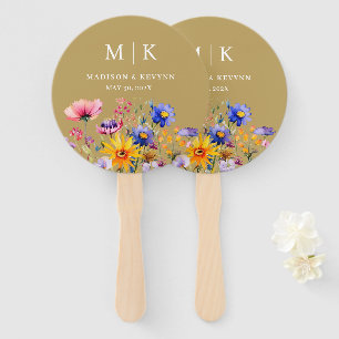 Elegant Boho Wildflower Wedding Hand Fan