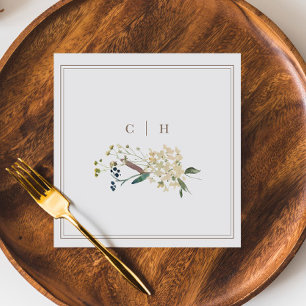 Elegant Boho Wildflower Wedding Initials Napkin