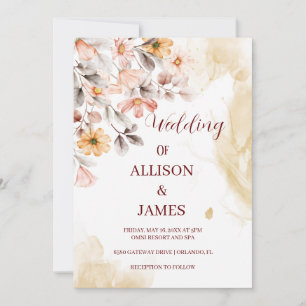 "Elegant Boho Wildflower Wedding Invitation