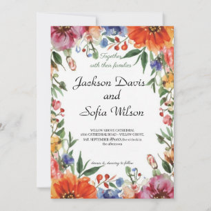 Elegant Boho Wildflower Wedding Invitation