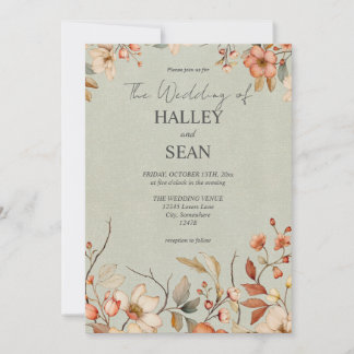 Elegant Boho Wildflower Wedding Invitation 