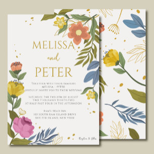 Elegant Boho Wildflower Wedding Invitation