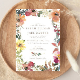 Elegant Boho Wildflower Wedding Invitation