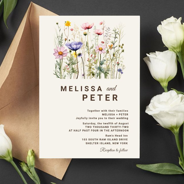 Elegant Boho Wildflower Wedding Invitation (Creator Uploaded)