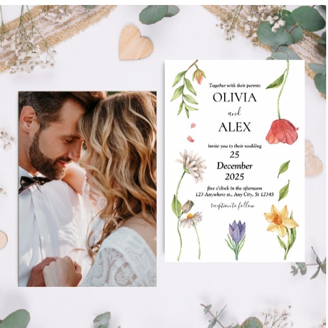Elegant Boho Wildflower Wedding Invitation (Creator Uploaded)
