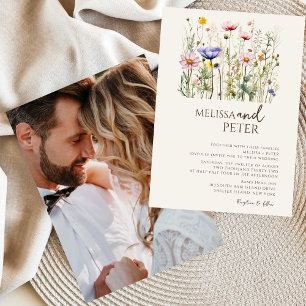 Elegant Boho Wildflower Wedding Invitation
