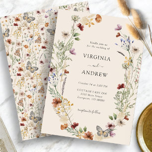 Elegant Boho Wildflower Wedding Invitation