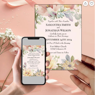Elegant BOHO Wildflower Wedding Invitation