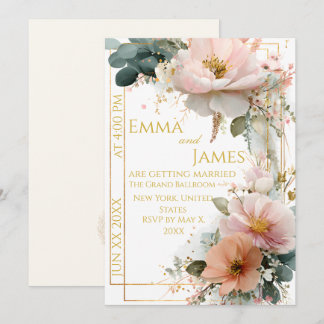 Elegant Boho Wildflower Wedding Invitation