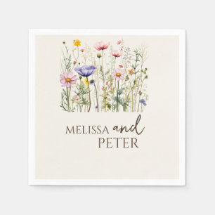 Elegant Boho Wildflower Wedding Invitation Napkin