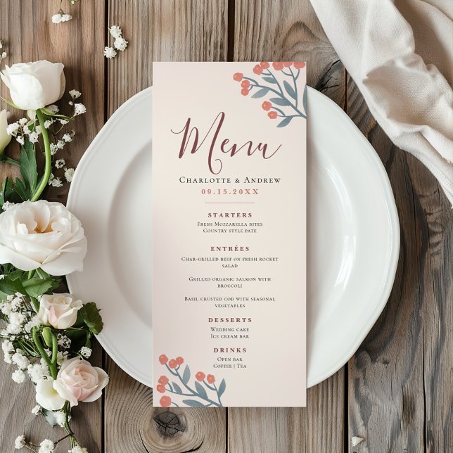 Elegant Boho Wildflower Wedding Menu (Creator Uploaded)