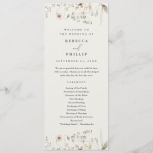 Elegant Boho Wildflower Wedding Program