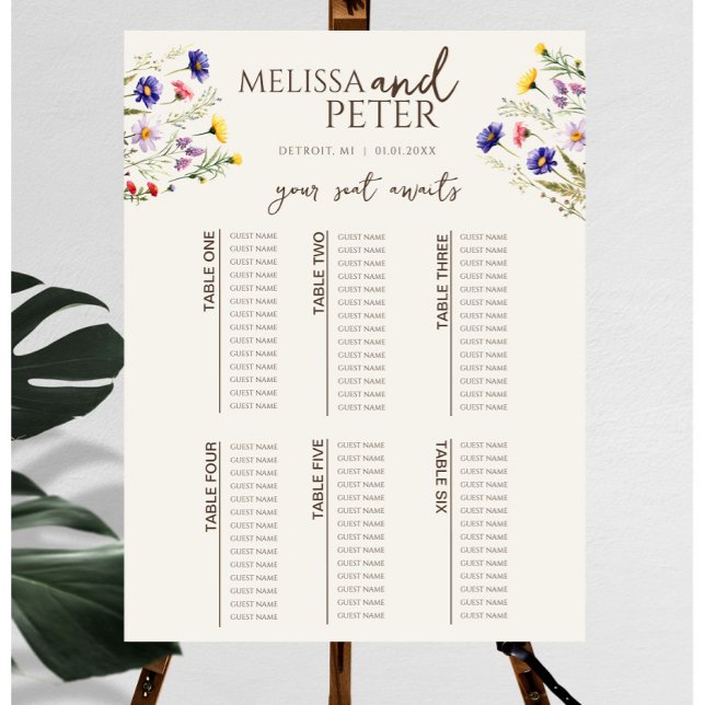 Elegant Boho Wildflower Wedding Seating Chart (Creator Uploaded)